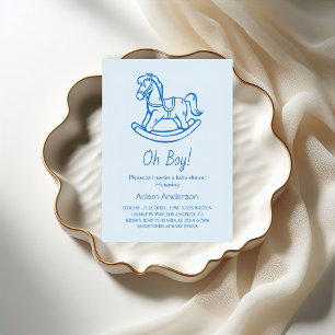 Invitation Cheval Rocking Oh Baby shower garçon Élégant et