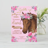 Invitation Cheval rose Fête d'Anniversaire (Debout devant)