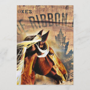 Invitation cheval rustique cowboy mariage campagnard occident