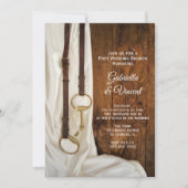 Invitation Cheval Satin Blanc Bit Western Post Mariage Brunch (Devant)