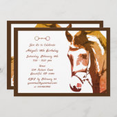 Invitation Cheval Sketch et Snaffle Bit en Brown Anniversaire (Devant / Derrière)