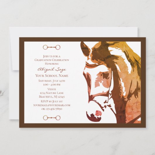 Invitation Cheval Sketch et Snaffle Bit, Graduation Brown (Dos)