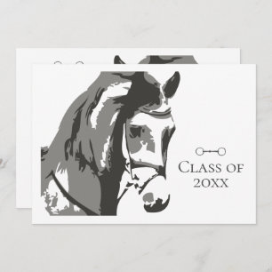 Invitation Cheval Sketch et Snaffle Bit, Graduation Gris