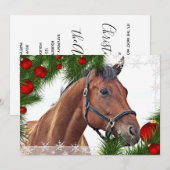 Invitation Cheval Soirée équestre fête de Noël Equine Cute Po (Devant / Derrière)