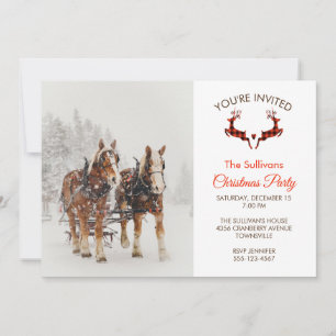 Invitation Cheval tiré Sleigh scène de Noël