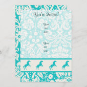 Invitation Cheval turquoise (Devant / Derrière)