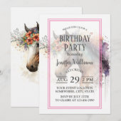 Invitation Cheval visage avec couronne de fleurs (Devant / Derrière)