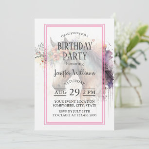 Invitation Cheval visage avec couronne de fleurs