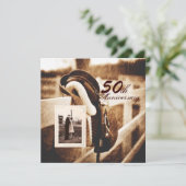 Invitation cheval western cowboy 50e anniversaire mariage (Debout devant)