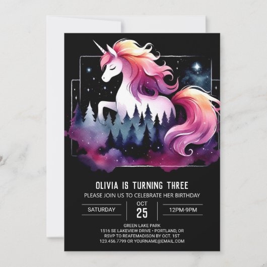 Invitation Cheval Whimsical doux Anniversaire (Devant)