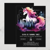 Invitation Cheval Whimsical doux Anniversaire (Devant / Derrière)