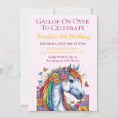 Invitation Cheval Whimsical Floral Equestriday (Devant)