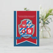 Invitation Chevalier anniversaire de enfant médiéval fête rou (Debout devant)