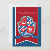 Invitation Chevalier anniversaire de enfant médiéval fête rou (Devant)