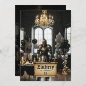 Invitation *~* Chevalier en Armor Thème médiéval AP88 Anniver (Devant / Derrière)