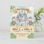 Invitation Chevalier et princesse Anniversaire Fête Invitatio (Debout devant)