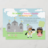 Invitation Chevalier et princesse Twins Joint Party (Devant / Derrière)