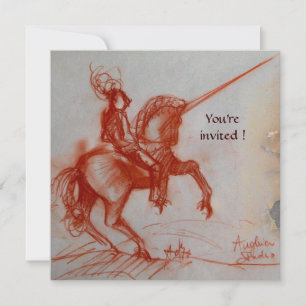 Invitation CHEVALIER FLORENTINE SUR HORSEBACK or blanc