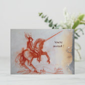 Invitation CHEVALIER FLORENTINE SUR HORSEBACK parchemin argen (Debout devant)