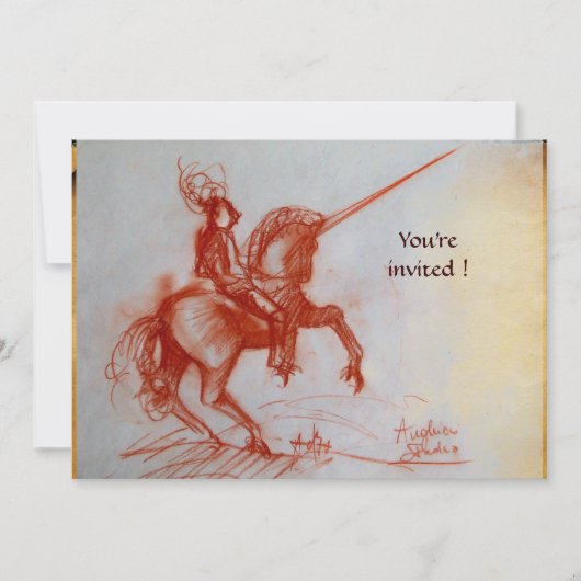 Invitation CHEVALIER FLORENTINE SUR HORSEBACK parchemin champ (Devant)