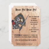 Invitation Chevalier médiéval avec épée et bouclier Anniversa (Devant / Derrière)