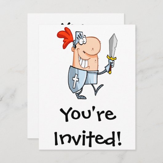 Invitation chevalier moche en armure brillante avec dessin an (Devant / Derrière)