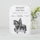 Invitation Chevalier vintage à cheval avec mariage d'épée (Debout devant)