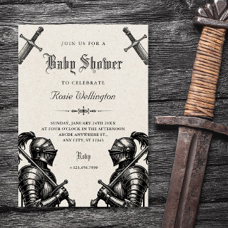 Invitation Chevaliers baby shower médiéval