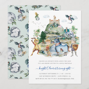 Invitation Chevaliers & Dragons   Anniversaire Médiéval Royal