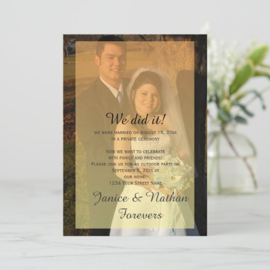 Invitation Chevauchement Ombré Orange Jaune Photo Réception U (Debout devant)