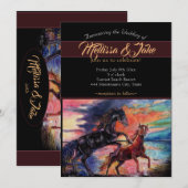 Invitation Chevaux à l'aquarelle romantique dans un ciel infi (Devant / Derrière)