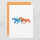 Invitation Chevaux colorés qui courent (Devant / Derrière)