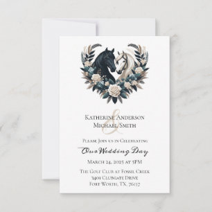 Invitation Chevaux de mariage campagnard en amour
