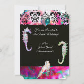 INVITATION CHEVAUX DE MER DANS AMOUREUX DAMASK PLAGE MARIAGE (Dos)