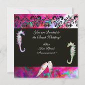 Invitation CHEVAUX DE MER MONOGRAMME DE MARIAGE, bleu rose no (Dos)