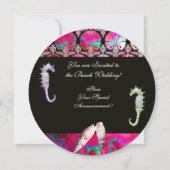 Invitation CHEVAUX DE MER MONOGRAMME DE MARIAGE, bleu rose no (Dos)