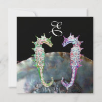 CHEVAUX DE MER MONOGRAMME DE MARIAGE, rose blanc n