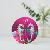 INVITATION CHEVAUX DE MER, NACRE ROSE MONOGRAMME DE MARIAGE D (Debout devant)