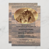 Invitation Chevaux de pays Sepia Mariage (Devant / Derrière)