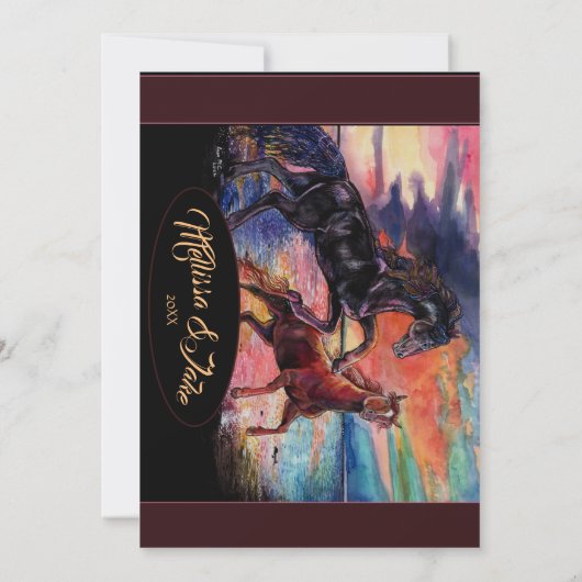 Invitation Chevaux de peinture à l'aquarelle romantique Endle (Dos)