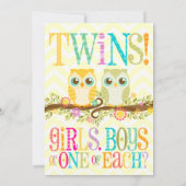 Invitation Chevêche-bébé jumeaux - Révélation de genre / inco (Dos)