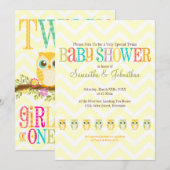 Invitation Chevêche-bébé jumeaux - Révélation de genre / inco (Devant / Derrière)