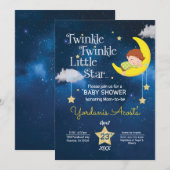 Invitation Cheveux Brown Twinkle Twinkle Little star (Devant / Derrière)