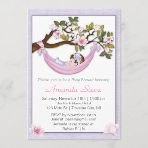 Invitation Cheveux de brune d'invitation de baby shower de