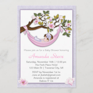 Invitation Cheveux de brune d'invitation de baby shower de