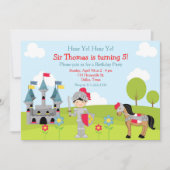 Invitation Cheveux Noir Chevalier Anniversaire Fête Invitatio (Devant)