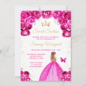 Invitation Cheveux rose chaud Sweet sixteen princesse  (Devant)