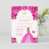 Invitation Cheveux rose chaud Sweet sixteen princesse  (Debout devant)
