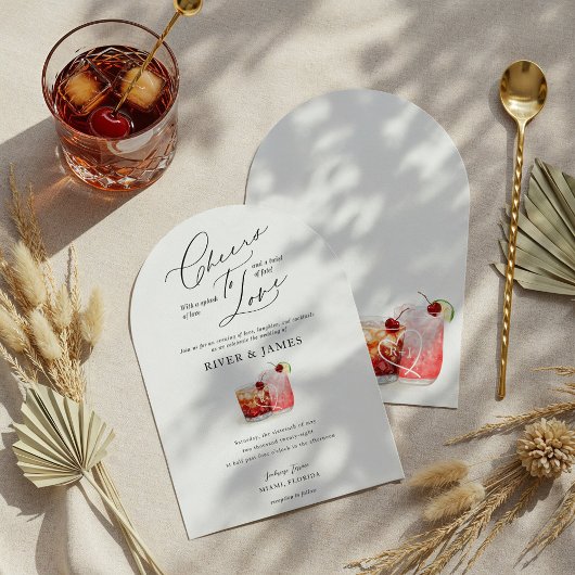 Invitation Cheveux to Love Watercolor Couples Cocktail Mariag