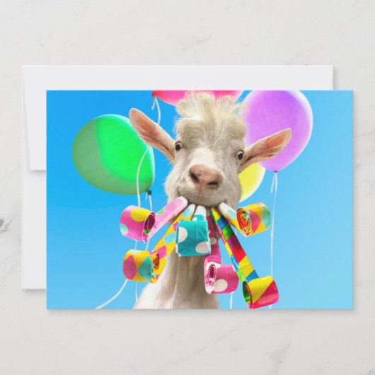 Invitation Chèvre avec pétards de fête (Devant)